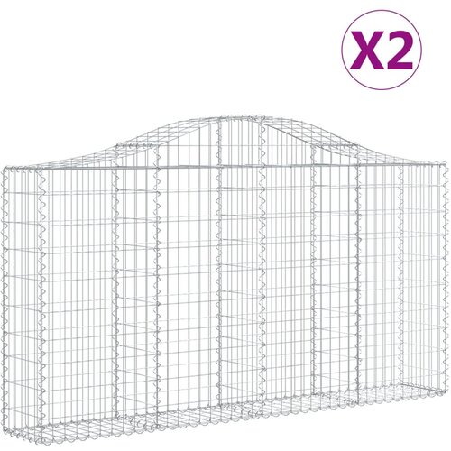  Lučne gabionske ko&amp;scaron;are 2 kom 200x30x100/120cm pocinčano željezo Slike