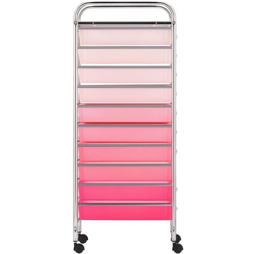  Pokretna kolica za pohranu s 10 ladica ombre roza plastična Slike