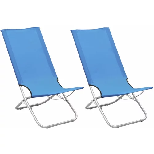 vidaXL Zložljivi stoli za na plažo 2 kosa modro blago, (20964040)