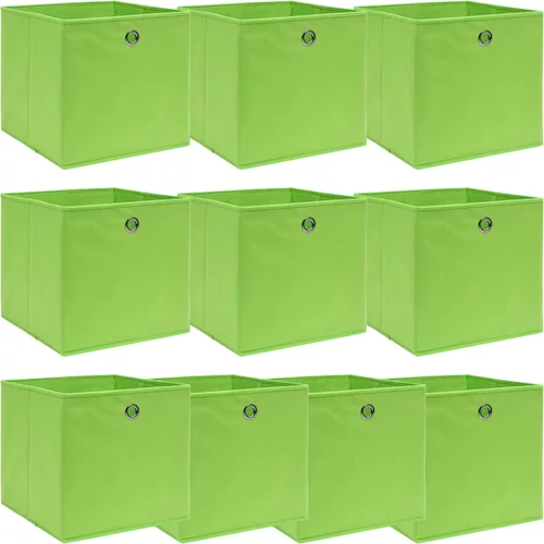 vidaXL škatle za shranjevanje 10 kosov zelene 32x32x32 cm blago