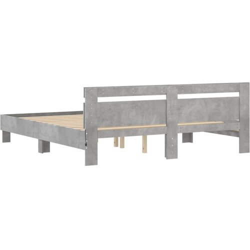 Okvir za krevet s uzglavljem i LED siva boja betona 180x200 cm Slike