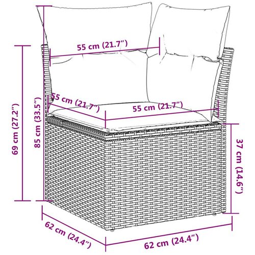  8-dijelni set vrtnih sofa od poliratana s jastucima bež Slike