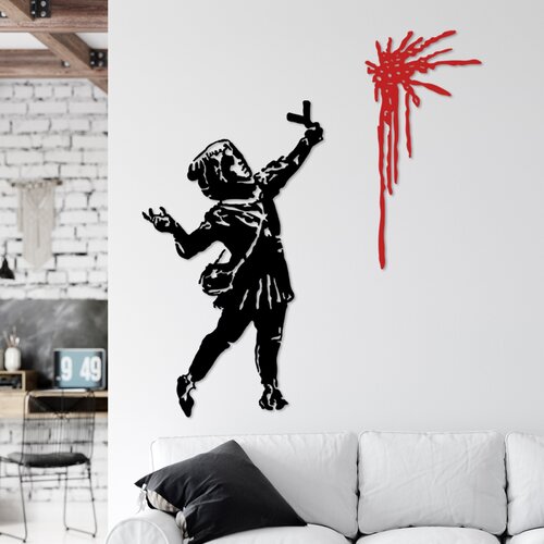 Opviq zidna dekoracija Banksy Metal 09, 48x83 cm & 30x62 cm, 1.5 mm, Crna Cene