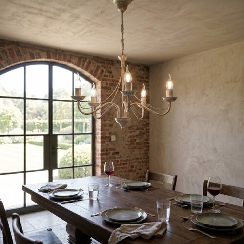  Luster na lancu ANTON 5xE14/60W/230V bela patina Slike