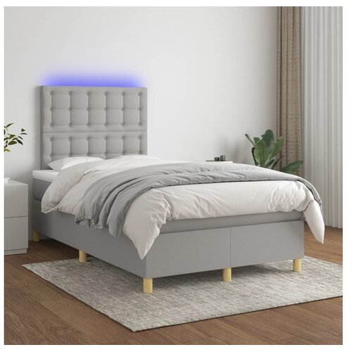  Krevet box spring s madracem LED svjetlosivi 120x200 cm tkanina Cene