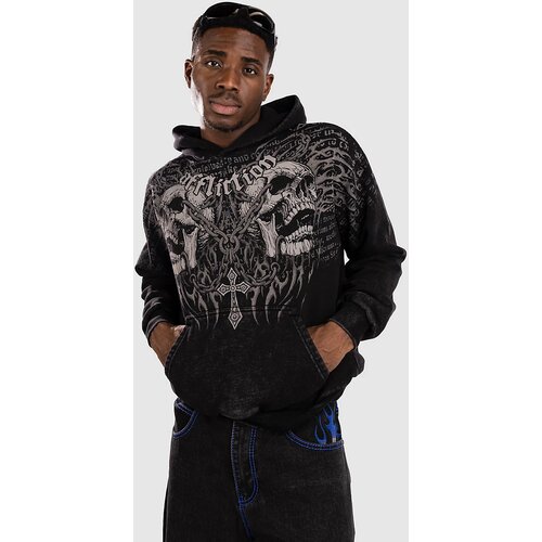 Affliction Decimation Pulover s kapuco black mineral wash Slike