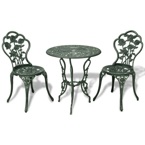 The Living Store Bistro garnitura 3-delna liti aluminij zelena - Bistro Miza In Stol, (21421513) Slike