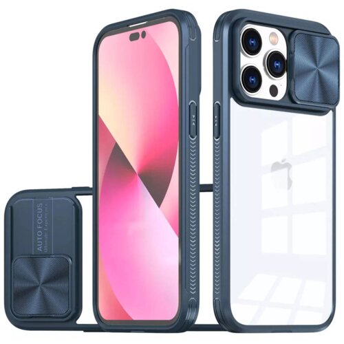 Onasi Lens Cover silikonski ovitek zaščita za iPhone 15 Pro Max - prozorno/moder Cene
