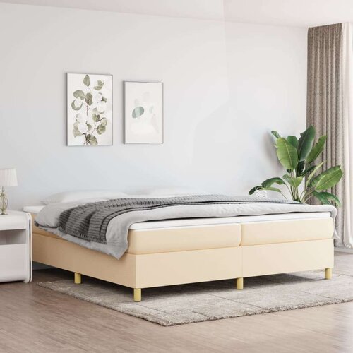  S oprugama i madracem krem 200 x 200 cm od tkanine Slike