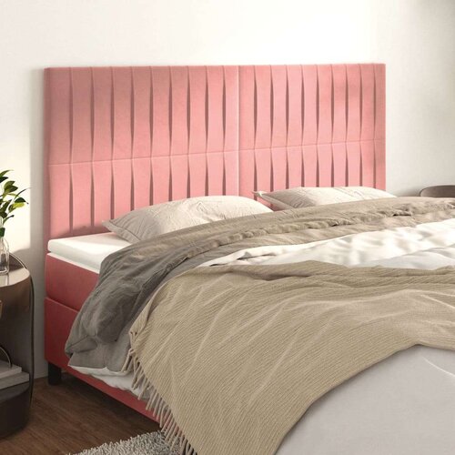  Posteljno vzglavje 4 kosa roza 90x5x78/88 cm žamet, (20933171) Slike