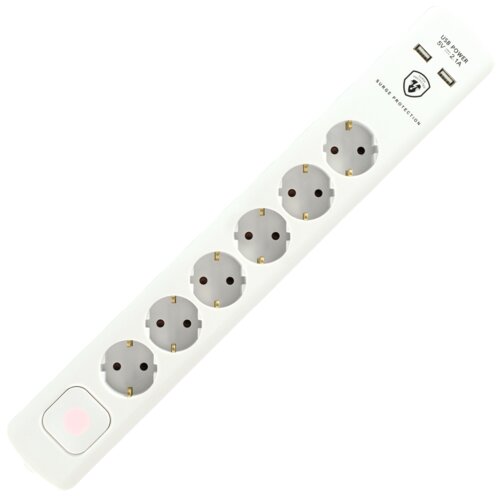 Home Produžni kabel sa zaštitom, 6 utičnica, 1.5mm², 1,4 met, USB - NVT 06K USB/WH Cene