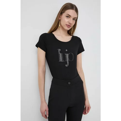 Liu Jo Kratka majica ženski, črna barva