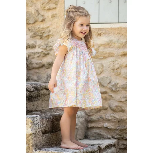TARTINE ET CHOCOLAT Dječja pamučna haljina boja: bež, mini, širi se prema dolje