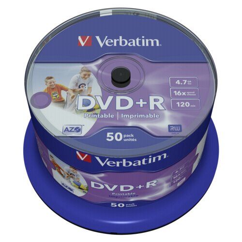 Verbatim 1x50 DVD+R 4,7GB 16x Speed, wide printable NON-ID Slike