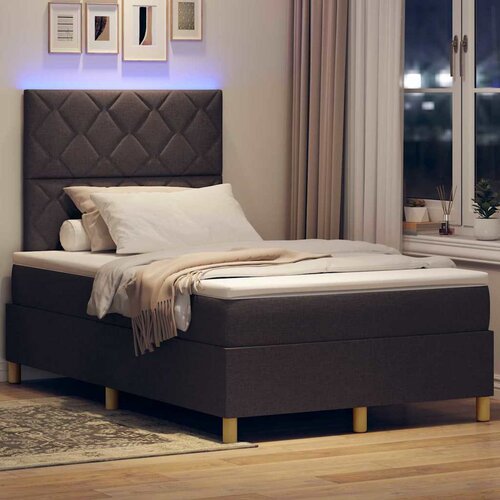  LED Box Spring Krevet Tamno smeđa 120 x 200 cm tkanina Slike