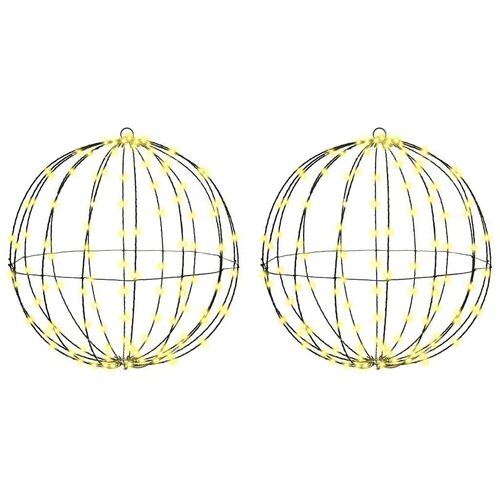VidaXL Žogica med 320 LED 2 pcs Toplo bela 50 cm Kovina Slike