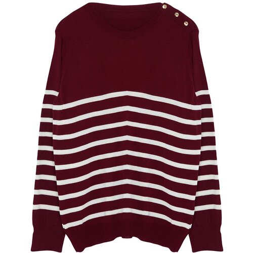 Trendyol curve burgundy striped crew neck knitwear sweater Cene