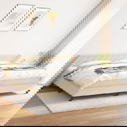  The Living Store Box spring postelja z vzmetnico krem 200x200 cm blago - Box Spring Postelja, (21445859) Slike