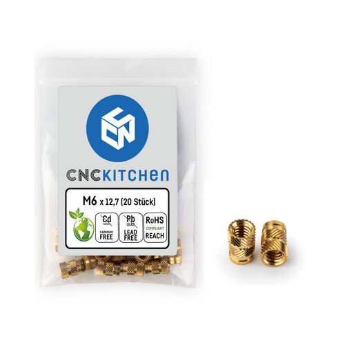 CNC Kitchen Threaded Inserts M6 Standard, M6 x 12.7 (20 pcs) Cene