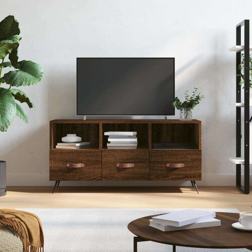 TV ormarić boja dimljenog hrasta 102x36x50 cm konstruirano drvo Slike