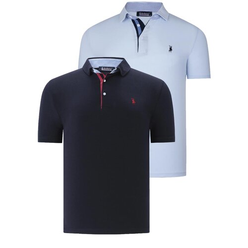 Dewberry DUAL SET T8582 MENS T-SHIRT-NAVY BLUE-BABY BLUE Slike