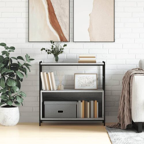 VidaXL Knjižna polica siva sonoma 80x30x78,5 cm inž. les in železo Slike