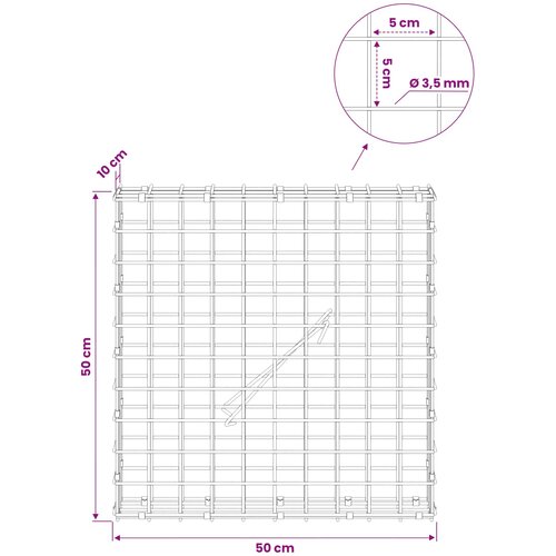  Gabion s žicom debljine 3,5 mm i mrežom 5x5 cm 50x10x50 cm Slike