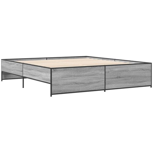  Okvir za krevet boja hrasta 200x200cm konstruirano drvo i metal Siva 200 x 200 cm Slike