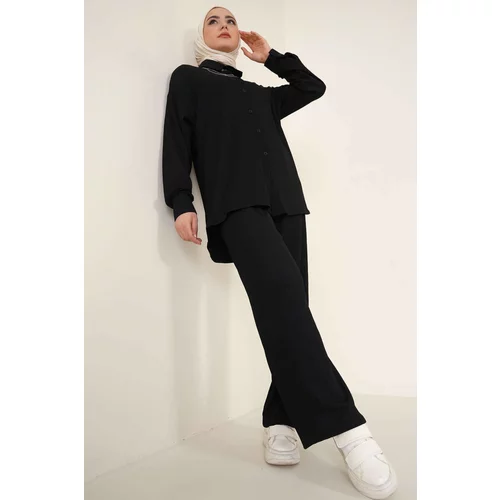 Bigdart T5858 Knitted Hijab Double Set - Black