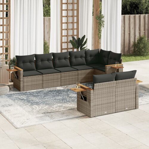 vidaXL 8-dijelni set vrtnih sofa od poliratana s jastucima sivi Cijene
