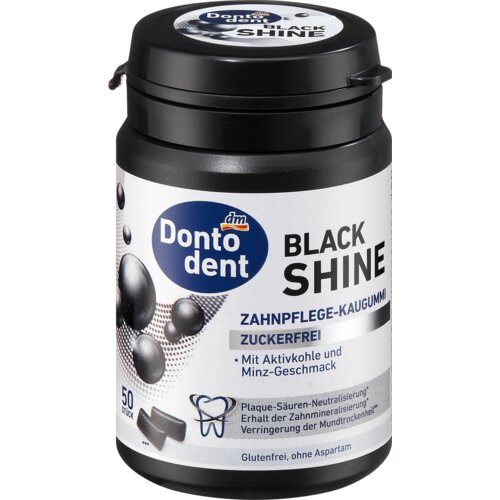 Dontodent BLACK SHINE žvake sa aktivnim ugljem, ukus nana, 50 kom. 57 g Slike