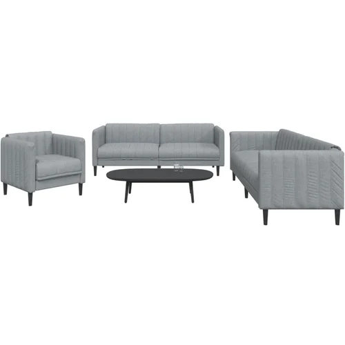 vidaXL 3-dijelni set sofa svjetlosivi od tkanine