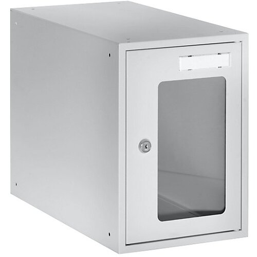 eurokraft basic Omarica kocka s ključavnico in okencem, VxŠxG 350 x 250 x 450 mm, okvir vrat svetlo siv RAL 7035 Cene