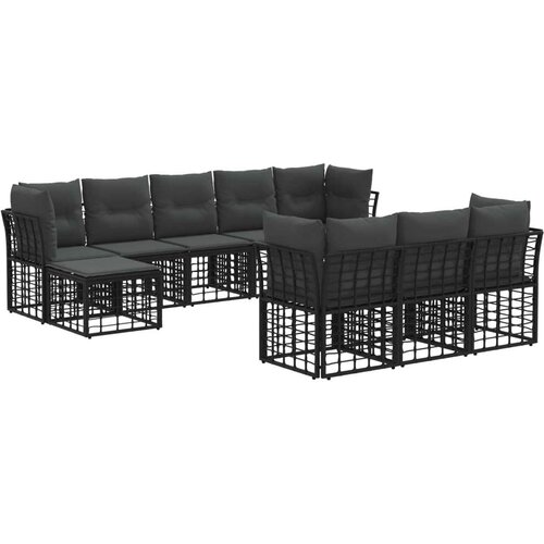  Set vanjskih sofa Crna i tamno siva Poliester - Crna i tamno siva bez stola Cene