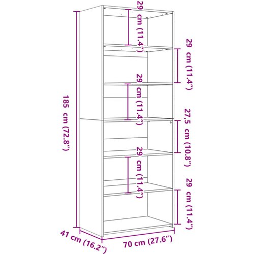  Visoka komoda dimljeni hrast 70x41x185 cm od konstruiranog drva Slike