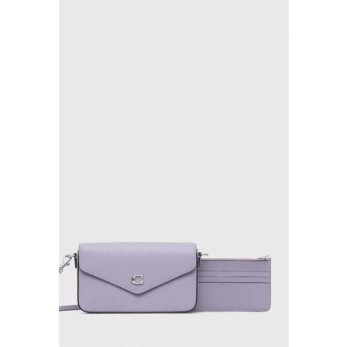 Coach Usnjena torbica vijolična barva