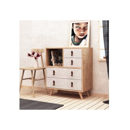 Hanah home Witlof Komoda s ladicama, hrast-siva Cene