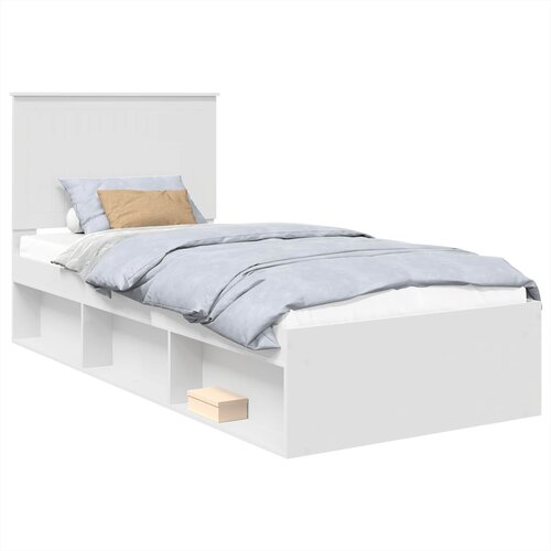 vidaXL Konstrukcija postelje Bela 90 x 190 cm Masivno borovo les, (5000103470) Cene