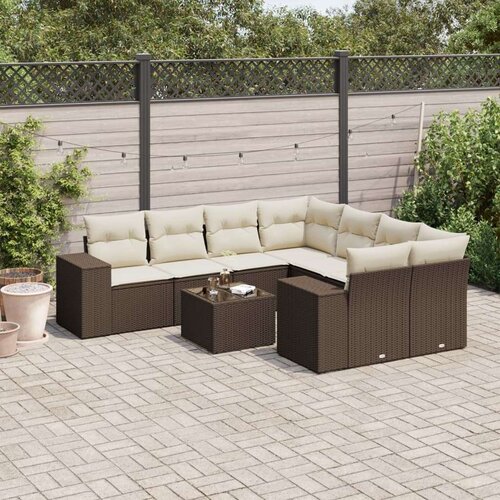 vidaXL 9-dijelni set vrtnih sofa s jastucima poliratan smeđi Cijene