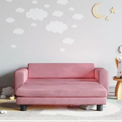  Dječja fotelja s tabureom ružičasta 100 x 50 x 30 cm baršunasta
