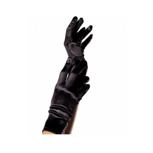 Leg Avenue Wrist Length Satin Gloves 2B Black