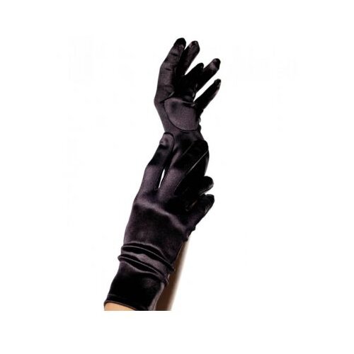 Leg Avenue Wrist Length Satin Gloves 2B Black Slike