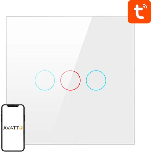 Avatto ZTS02-EU-B3 3 Way ZigBee pametni prekidać TUYA bijeli