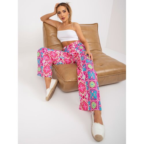 Fashion Hunters Pink wide trousers in patterned fabric Slike
