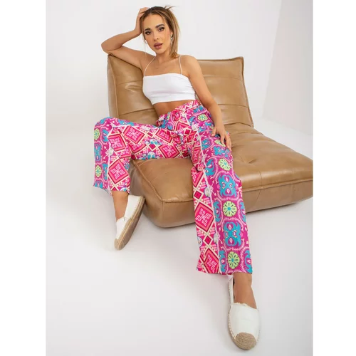 Fashion Hunters Pink wide trousers in patterned fabric