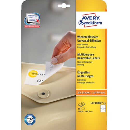 Avery Zweckform Odstranljive univerzalne etikete 199.6 x 143.5 mm Slike