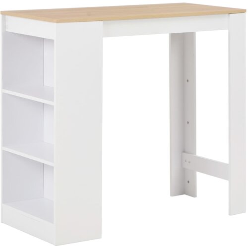 VidaXL Barski stol s policom bijeli 110 x 50 x 103 cm Slike