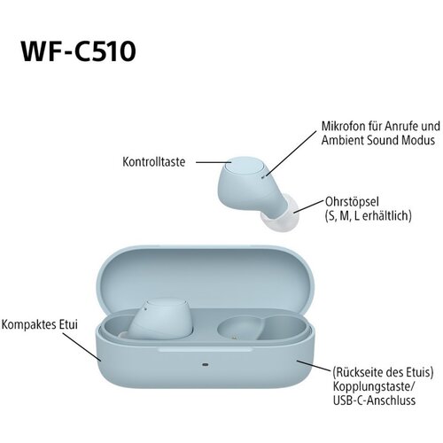 Sony WF-C510L plave slu&amp;scaron;alice Slike