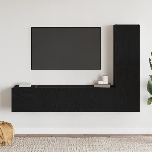  Set TV komoda Zidne 4 pcs Crni hrast 130,5 x 30 x 140 cm Cijene