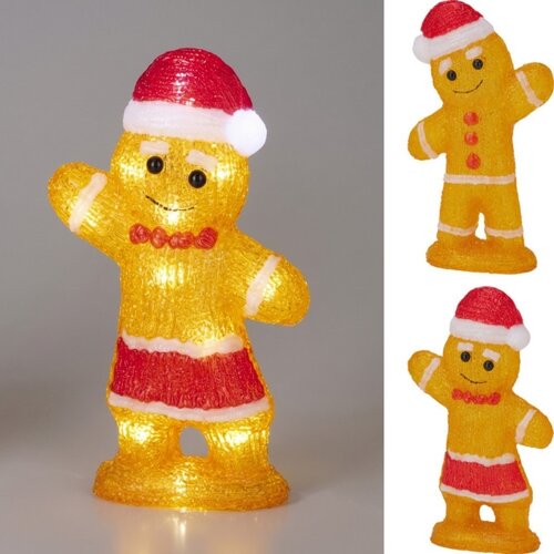  LED spoljna božićna dekoracija 20xLED/2xAA 30 cm IP44 u obliku medenjaka Slike